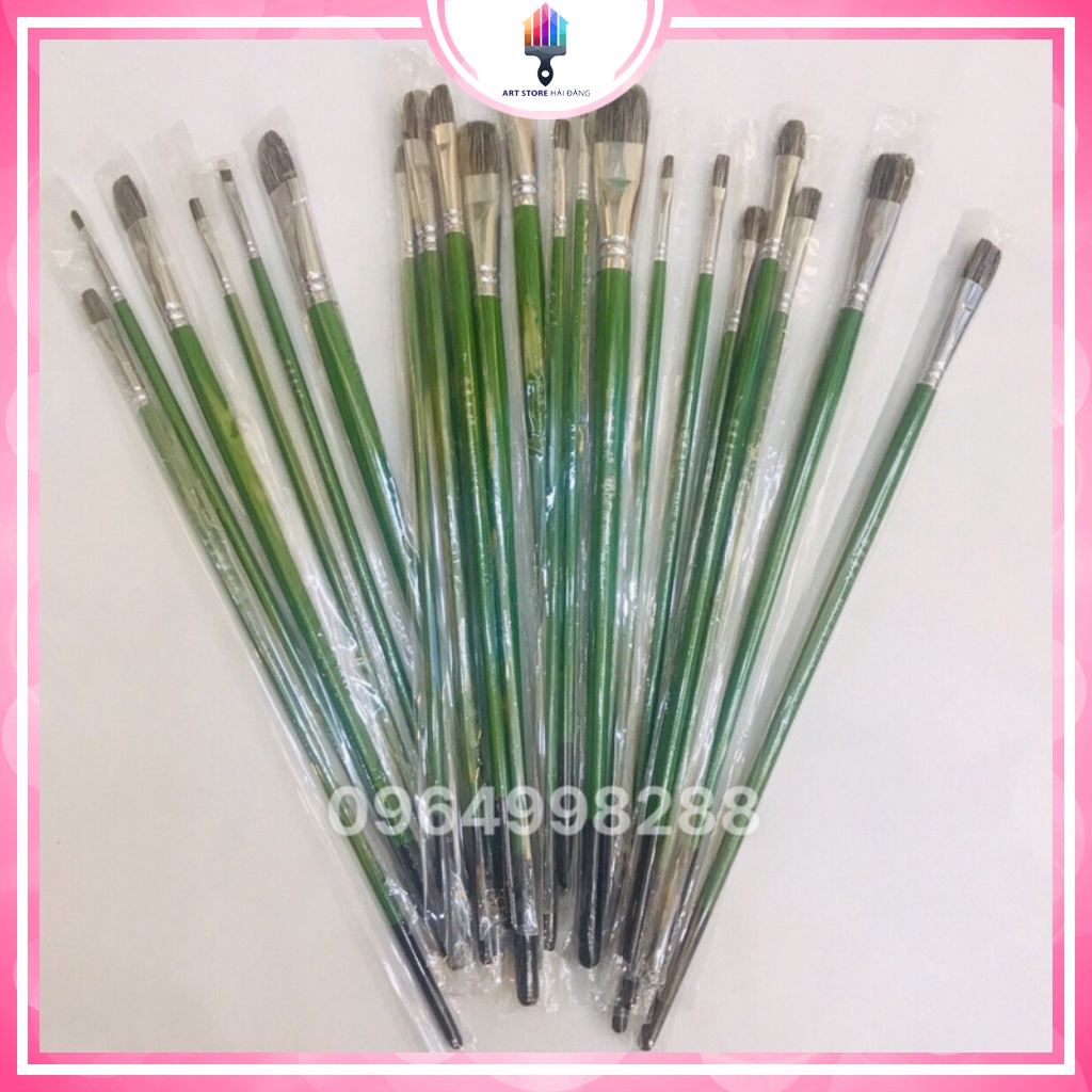 Bút Xanh Lông Chồn chuyên dùng vẽ tranh tường, toan vải🌸 sơn dầu, acrylic, mềm mịn, chắc chắn không bị rụng lông