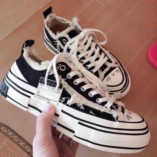 Giày Thể Thao 𝐗𝐯𝐞𝐬𝐬𝐞𝐥 đế gỗ Cv rách đen bản chuẩn   full size 36-43 mẫu mói 2023