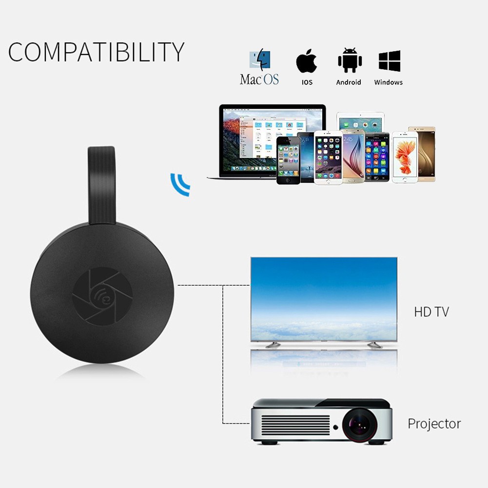 Thiết bị kết nối không dây Chromecast Hỗ trợ kết nối Điện Thoại với màn hình Tivi / Máy chiếu