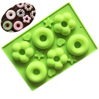 Khuôn 6 ô bằng silicon làm bánh donut đa năng