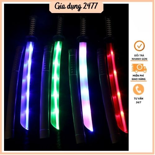 Đồ chơi trẻ em kiếm phát sáng Thanh kiếm nhựa Samurai có đèn và âm thanh 67cm Đồ chơi trí tuệ