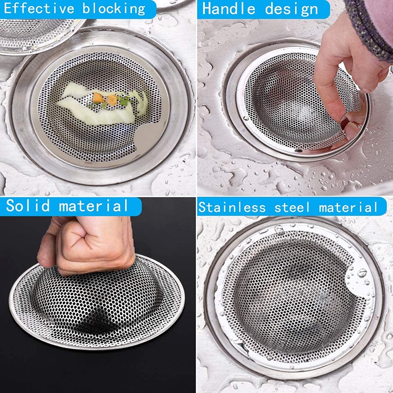 Nắp Lưới Lọc Bằng Thép Không Gỉ Chống Tắc Nghẽn Cho Bồn Rửa Nhà Bếp