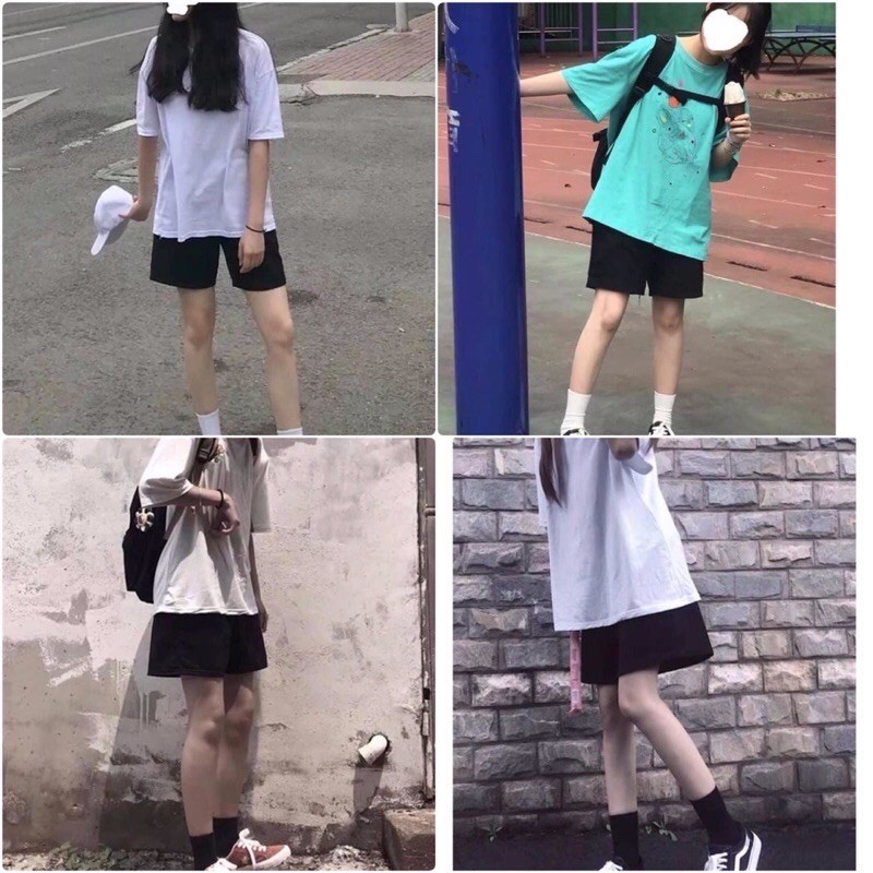 Quần Đùi Đen Trơn Basic , Chất thun , Cạp chun