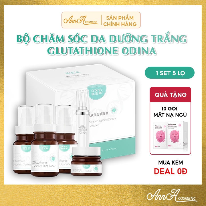 Bộ Skincare Chăm Sóc Da Mặt Dưỡng Trắng Da Glutathione ODINA, Bộ Mỹ Phẩm Nội Địa Trung Dưỡng Ẩm Chống Lão Hoá Set 5 Món