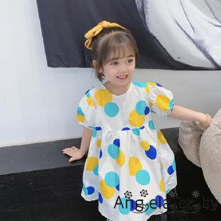 Đầm Công Chúa Tay Ngắn Họa Tiết Chấm Bi Xinh Xắn Cho Bé Gái