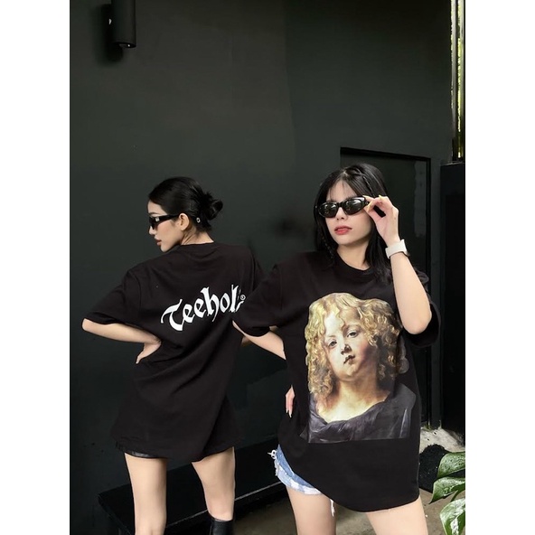 Áo thun unisex nam nữ baby face form rộng tay lỡ màu đen teeholic - áo thun em bé tranh sơn dầu gothic ths local brand