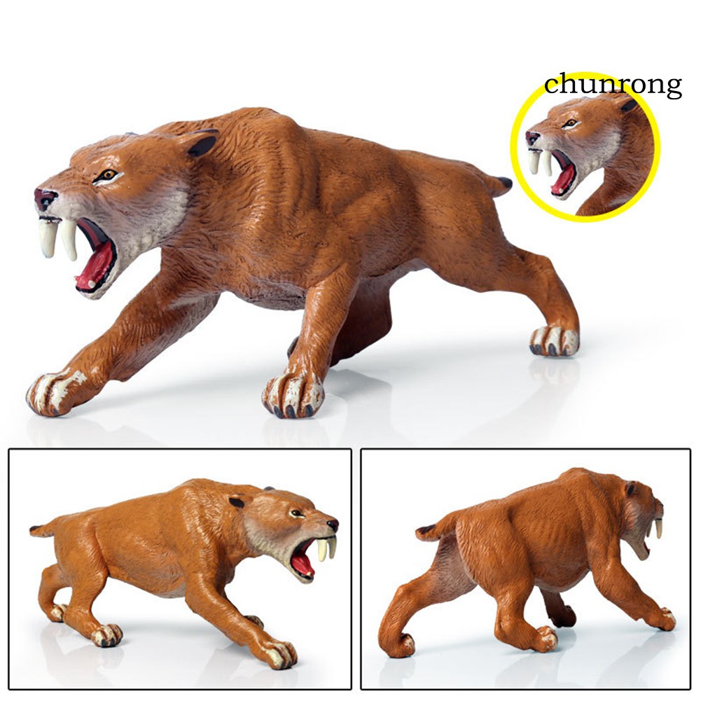 CR+Realistic Saber Lion Tiger Wild Animal PVC Solid Figurine Kids Educational Toy