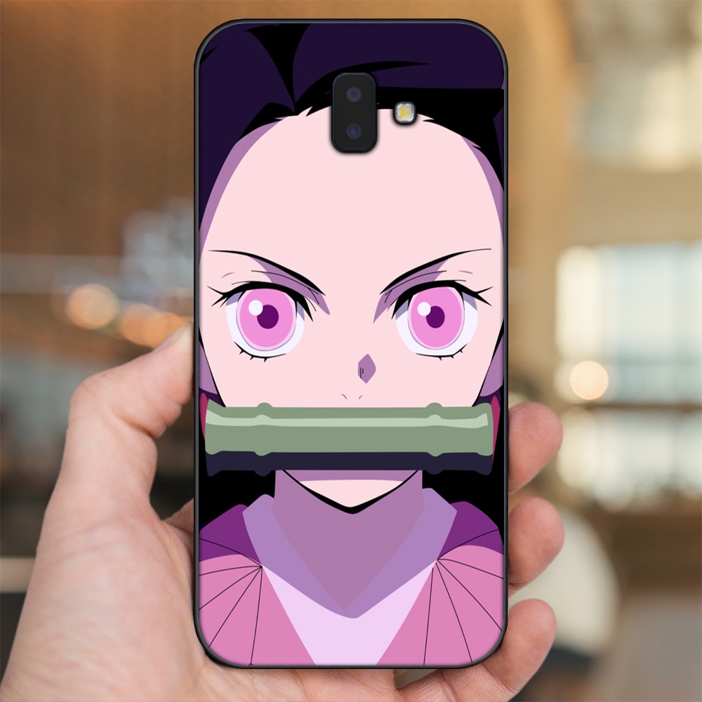 Ốp lưng Samsung J6 Plus viền đen in hình Nezuko Kimetsu no Yaiba