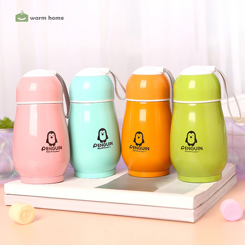 THERMOS Bình Nước Giữ Nhiệt Bằng Thép Không Gỉ Hình Chim Cánh Cụt Dễ Thương