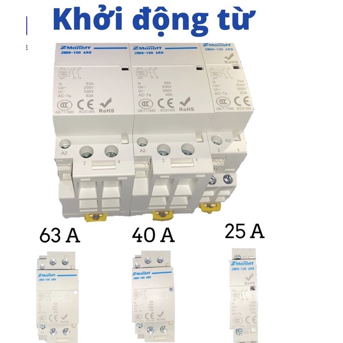 Khởi động từ 1 pha cao cấp đạt tiêu chuẩn CE và ROHS 25A 40A 63A dùng cho hệ thống nhà thông minh