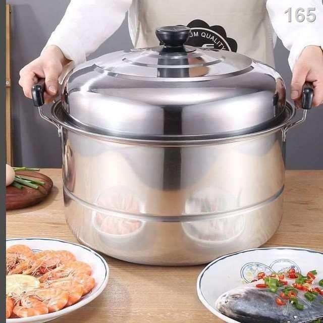 Bếp từ hai lớp bếp ga nồi hấp nồi bún nồi hấp bún nồi hấp cá nồi inox tủ hấp lớn gia dụng dày dặn