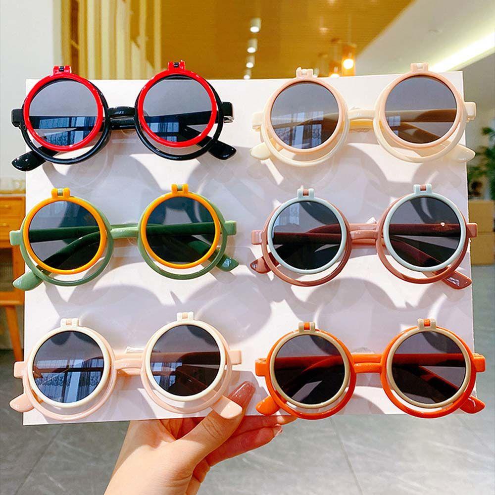 Kính Mát Gọng Tròn Chống Tia UV Dạng Lật Dành Cho Bé Trai