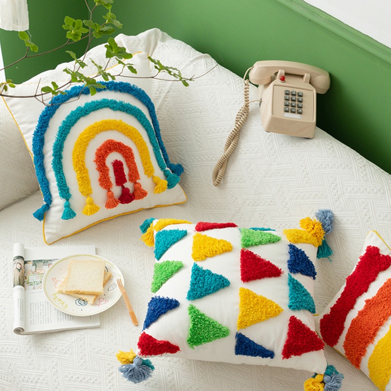 Xiangbao Vỏ Gối Tua Rua Đầy Màu Sắc Morocco