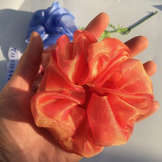 2 cái {Ảnh thật} cột tóc vải scrunchies von lụa ánh kim mềm xịn
