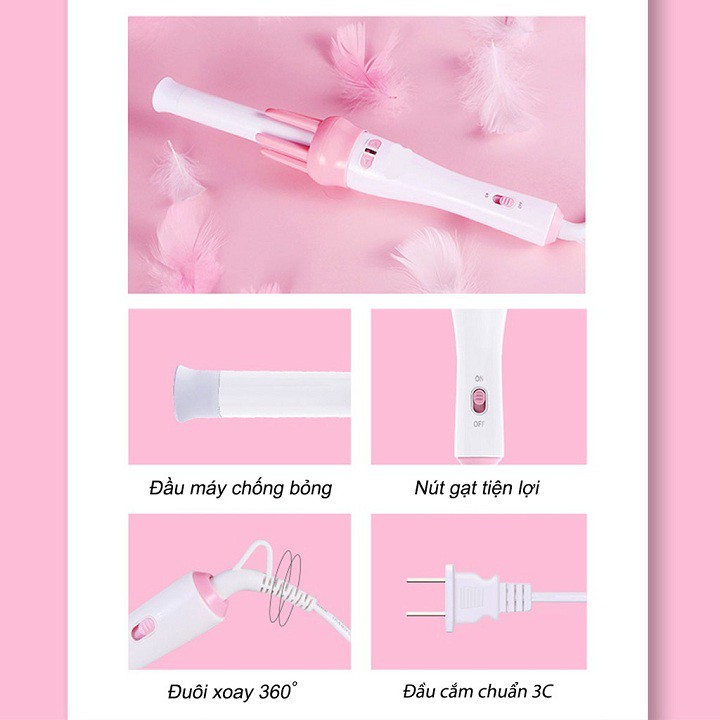 Máy uốn tóc xoăn tự động mini – Máy làm tóc, uốn tóc xoăn (tặng kèm lược và kẹp)