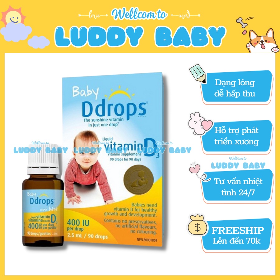 Baby Ddrops Vitamin D3 Cho Trẻ Sơ Sinh 90 Giọt Của Mỹ