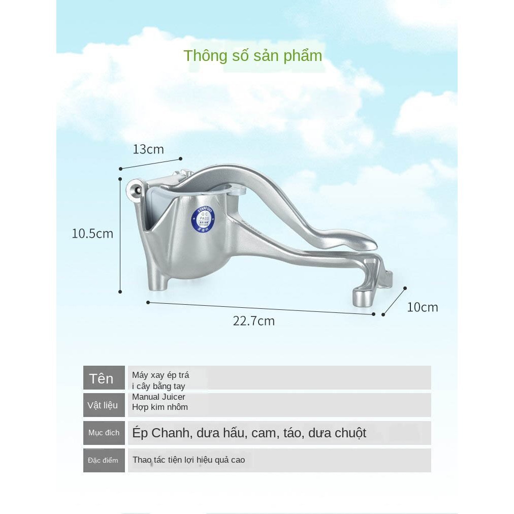 [Hàng loại 1] Dụng cụ ép hoa quả bằng tay chuyên dụng chất liệu hợp kim nhôm cao cấp