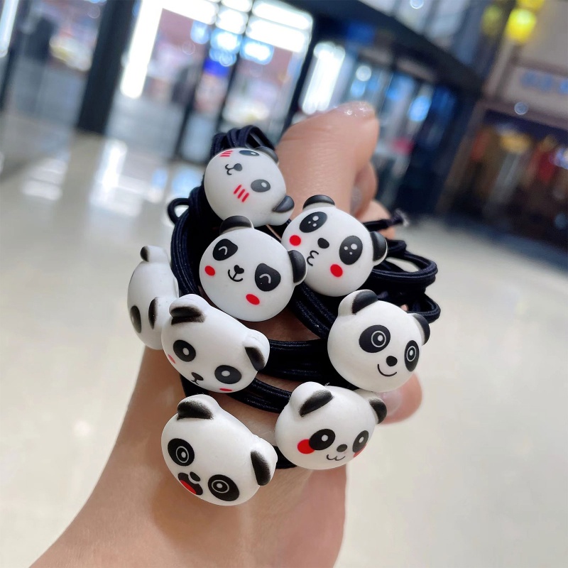 Bộ 3 Dây Cột Tóc Hình Gấu Trúc Hoạt Hình Dễ Thương