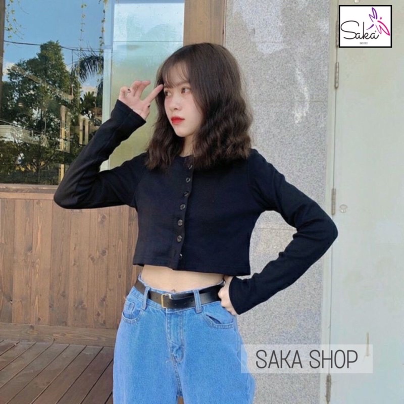 Áo croptop nữ tay dài nhiều màu dễ thương