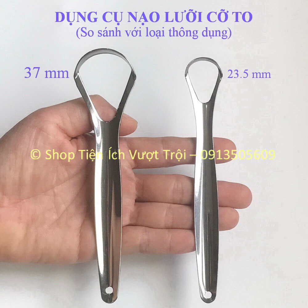 Dụng cụ nạo sạch rêu lưỡi cỡ to bằng Inox, dùng bền, cây rơ lưỡi cỡ lớn, chống hơi thở hôi nóng-Tiện Ích Vượt Trội