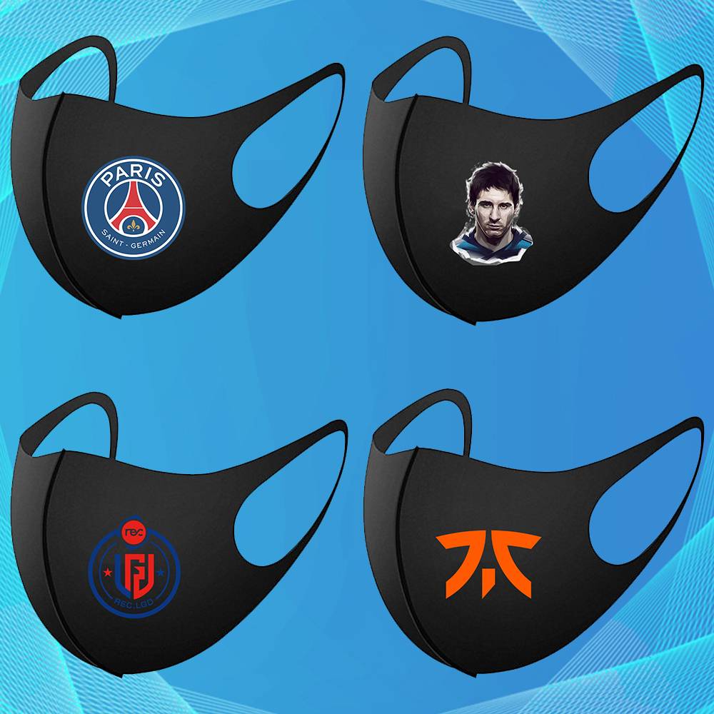HOT # PSG Mặt nạ Paris Saint Germain Messi mềm mại màu đen chống bụi có thể tái sử dụng chất lượng cao