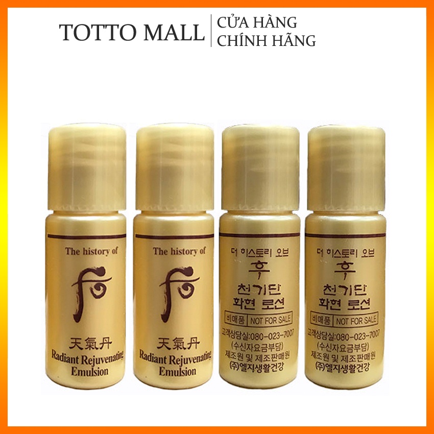 [10 chai] Nước hoa hồng và sữa dưỡng tái tạo da Whoo Radiant Rejuvenating 5mlx10