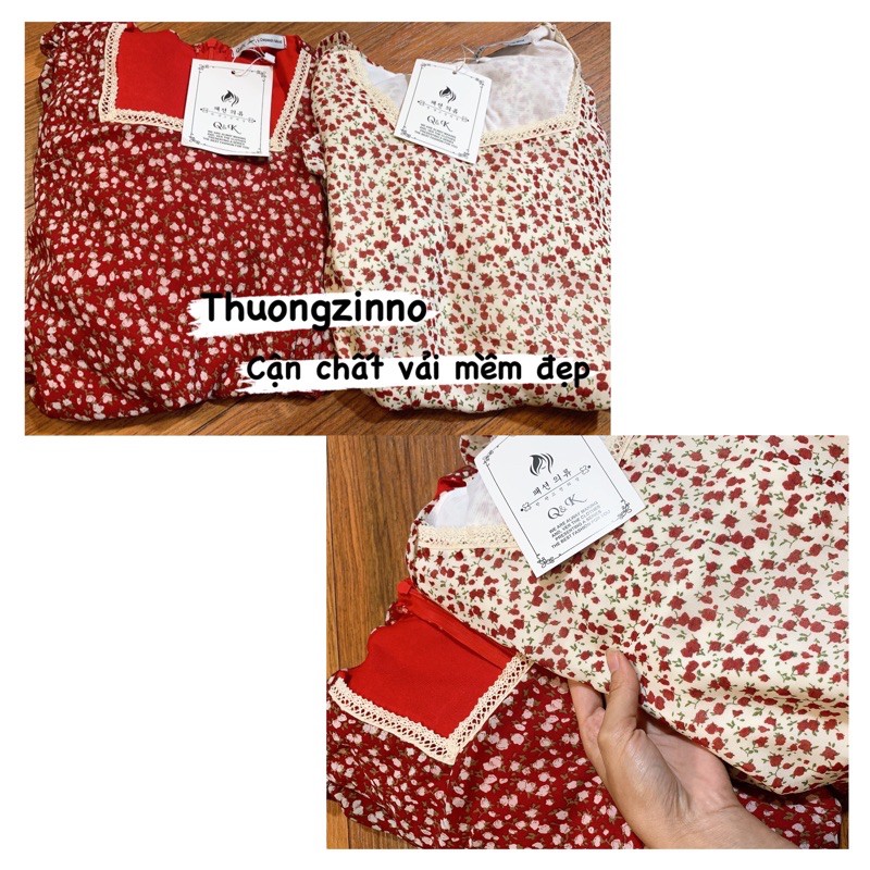 [Ảnh thật/Video] Váy hoa nhí 2 màu vintage - Đầm hoa nhí dài tay