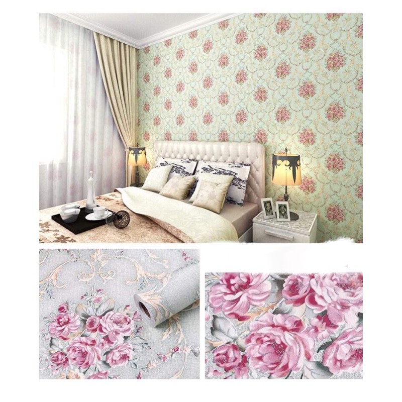 SALE Combo 10m Giấy Hoa Hồng xanh