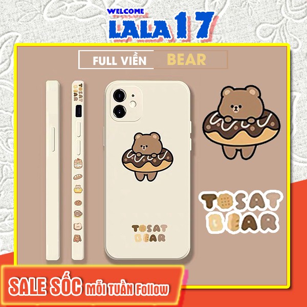Ốp lưng iphone Tosat Bear cạnh vuông in hình viền ip/6/6plus/6s/6splus/7/7plus/8/8plus/x/xs/11/12/pro/max/plus/promax
