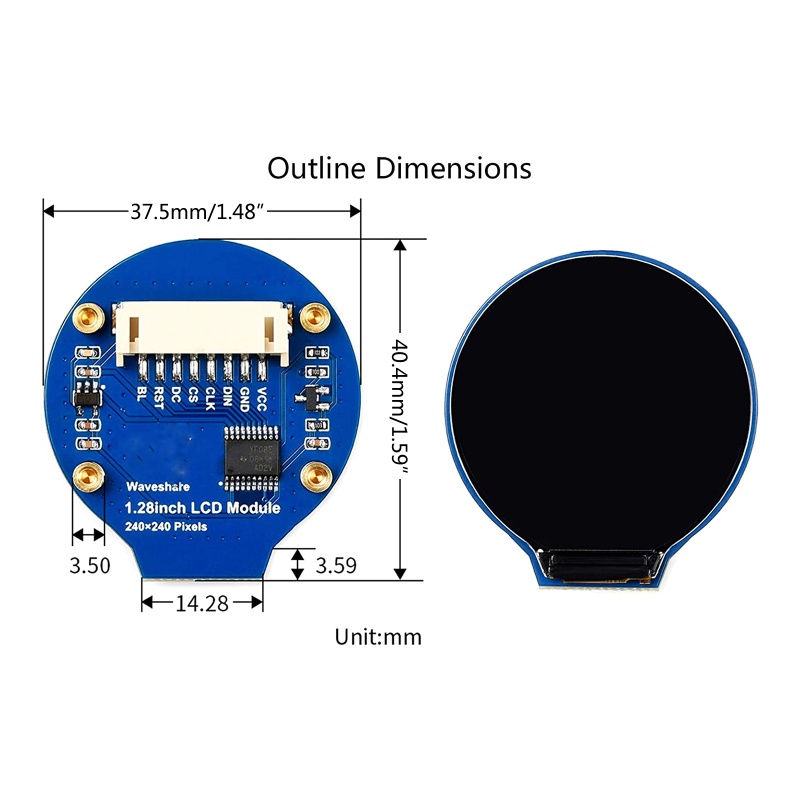 Mô Đun Màn Hình Tròn LCD 1.28 &quot;65K RGB 240X240 Pixels SPI GC9A01 Cho Raspberry Pi / Jetson Na
