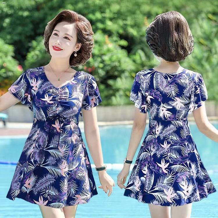 ⊙▼Mẫu áo tắm mới của mẹ dành cho phụ nữ che bụng và lộ ra xiêm mỏng Bảo thủ cho người trung niên và cao tuổi Kích thước