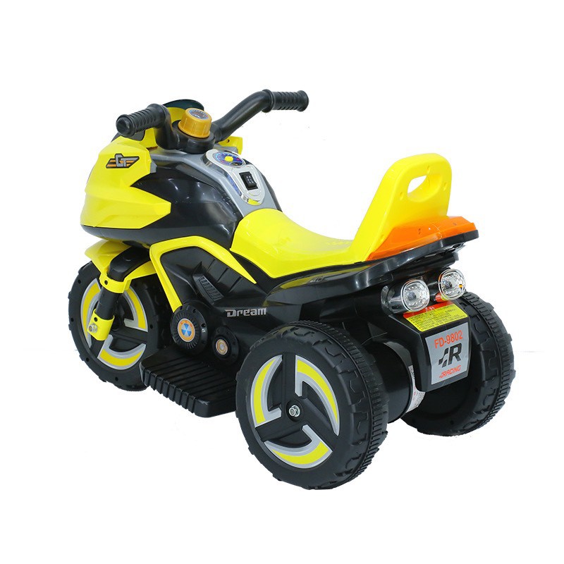 Xe máy điện 3 bánh FD-9802 moto đạp ga cho bé vận động 2 động cơ (Đỏ-Trắng-Vàng)
