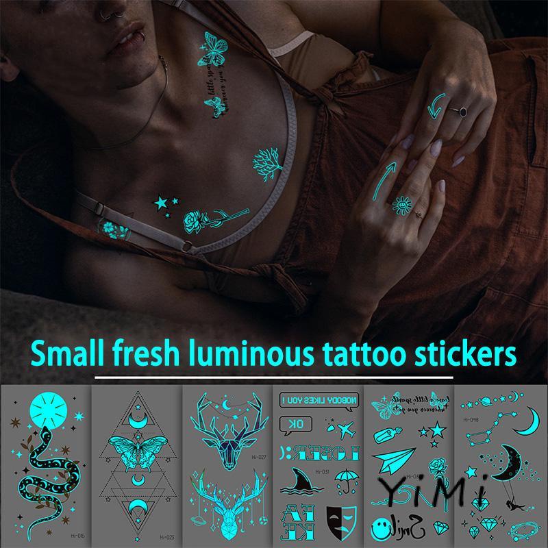 Miếng Dán Hình Xăm Dạ Quang Màu Xanh Dương Độc Đáo Dùng Trang Trí