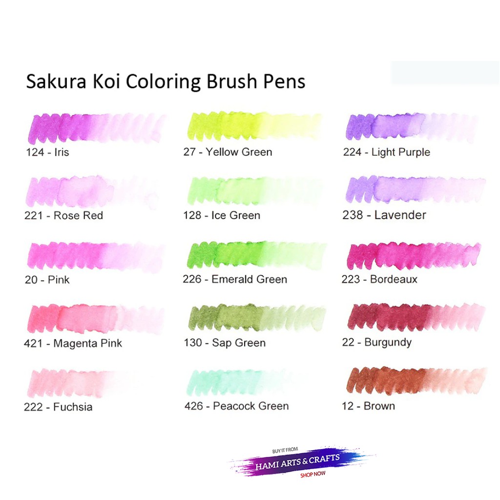 Bút Cọ Màu Nước SAKURA (Bảng 1) Coloring Brush Pen 48 Màu