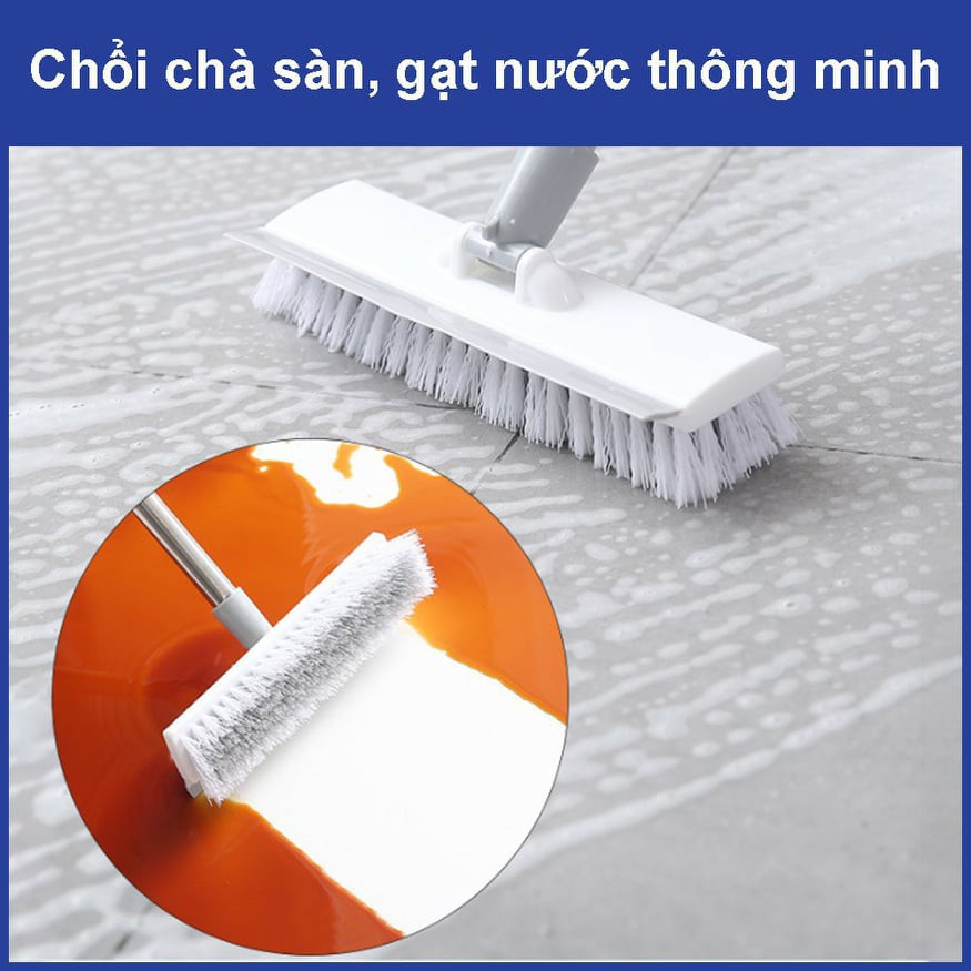 Chổi chà sàn nhà 2 mặt Cây chà sàn gạt nước cán dài