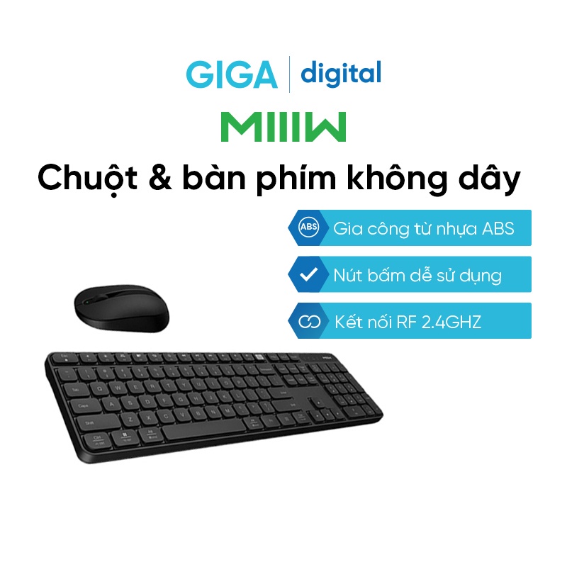 Phím chuột không dây - Bộ chuột máy tính và bàn phím không dây Xiaomi MIIIW chống bám bụi, chống mài mòn