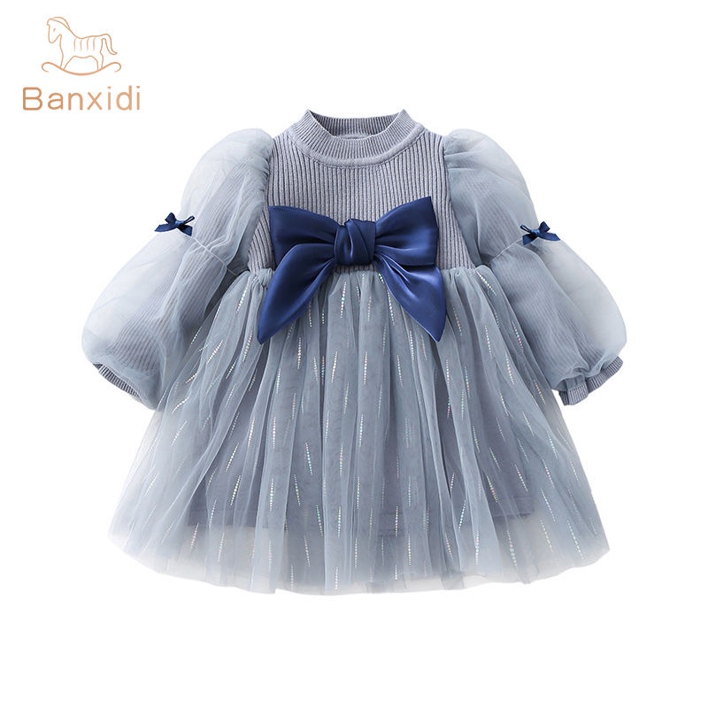 Đầm Công Chúa Đính Nơ Cỡ Lớn Thời Trang Xuân Thu Xinh Xắn Cho Bé Gái