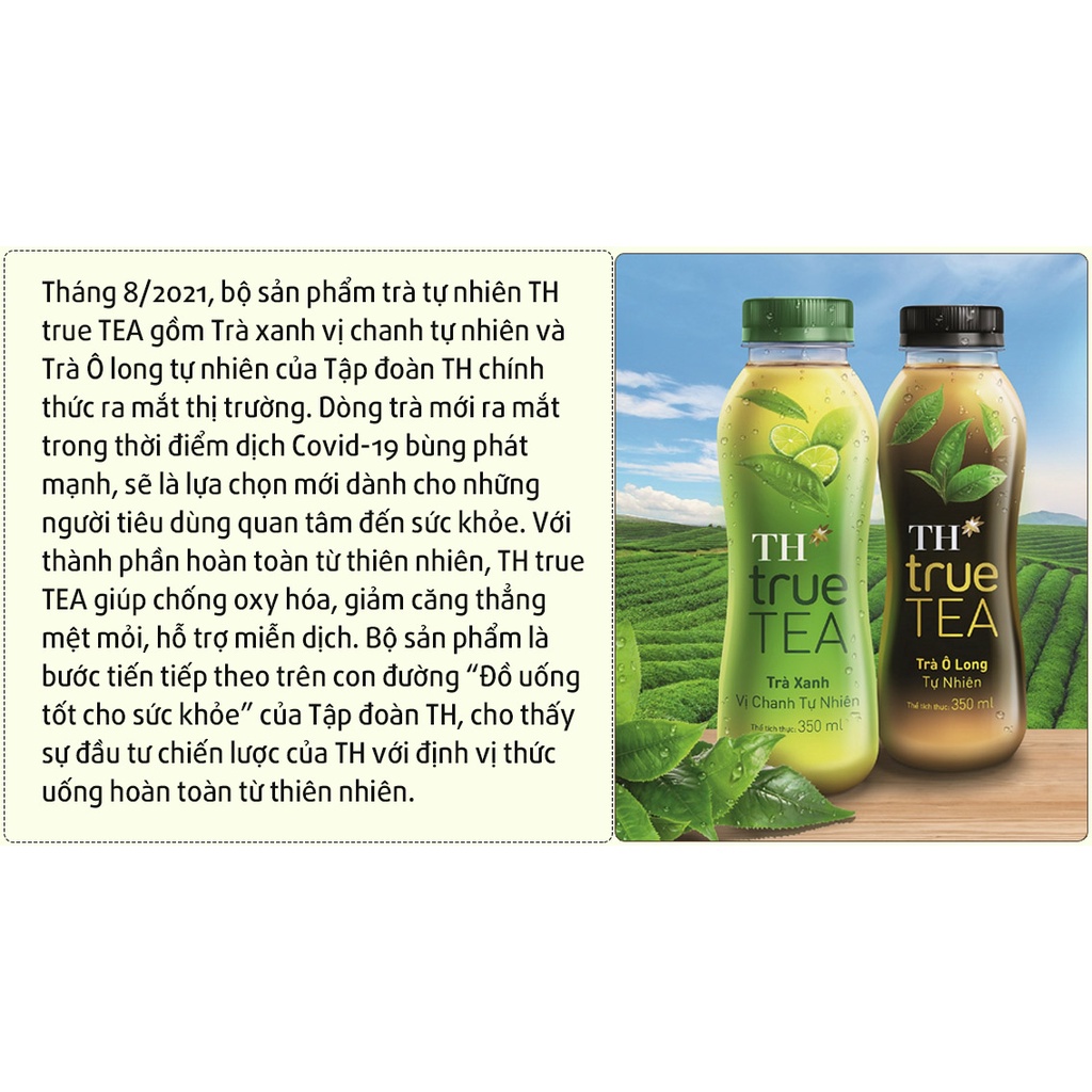 TRÀ XANH VỊ CHANH TỰ NHIÊN & TRÀ Ô LONG TỰ NHIÊN TH true TEA