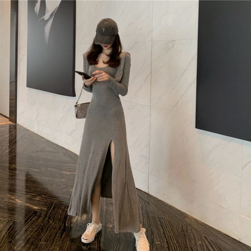 Set áo khoác ngoài + váy body 2s dáng dài