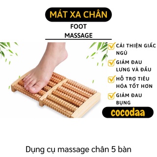 Massage chân - dụng cụ massage lăn chân bằng gỗ 5 hàng - bàn lăn mát xa 3520