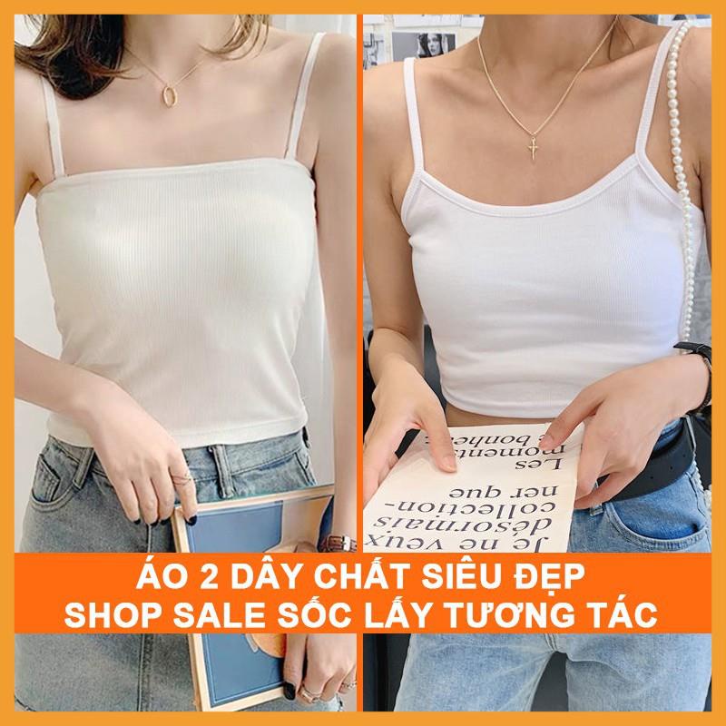 Áo croptop, áo 2 dây nữ đẹp vải cotton co dãn