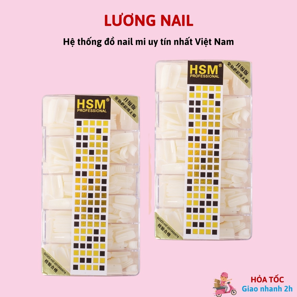 Móng úp HSM nhám sẵn chính hãng đủ 4 form hộp 500 móng