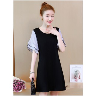 Đầm suông nữ tay viền bèo thời trang