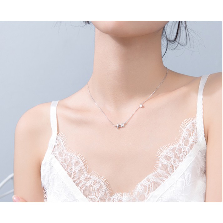 Dây chuyền bạc Ý s925 couple ngôi sao 5 cánh D4854 - AROCH Jewelry