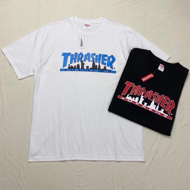 ÁO THUN SUPREME X THRASHER FW21 SKYLINE 2 MÀU ĐEN - TRẮNG