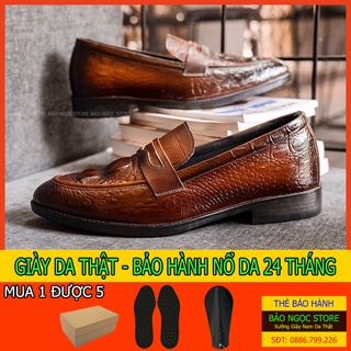 Giày tăng chiều cao nam BẢO NGỌC STORE cao 6,5cm ✅ Da bò tấm dập vân cá sấu sang trọng ✅ Mã TC11 (Đen và Nâu)