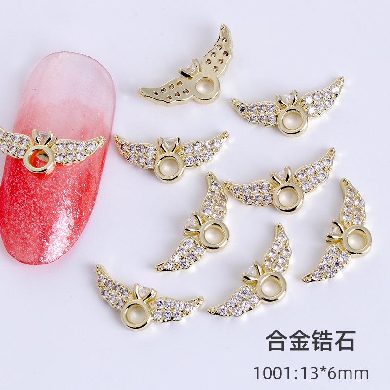 Phụ Kiện Trang Trí Móng Tay DIY Bằng Hợp Kim Đính Đá Zircon Sang Trọng