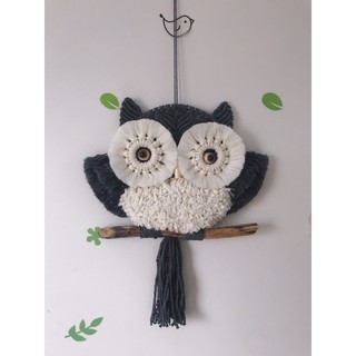 Cú Mèo Macrame Trắng Xám 🦉✨