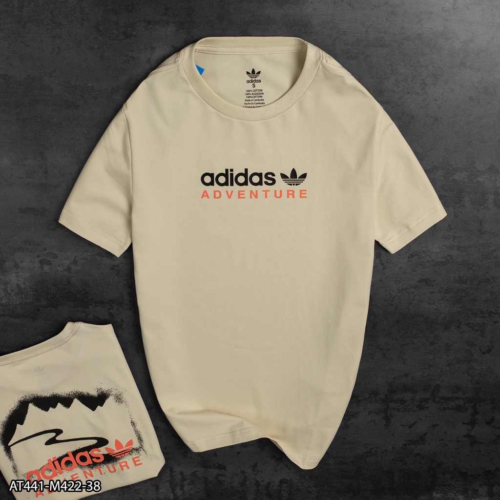 Áo thun Adidas Adventure in chữ trước, hoạ tiết sau Cotton AT441 - áo thun nam VNXK