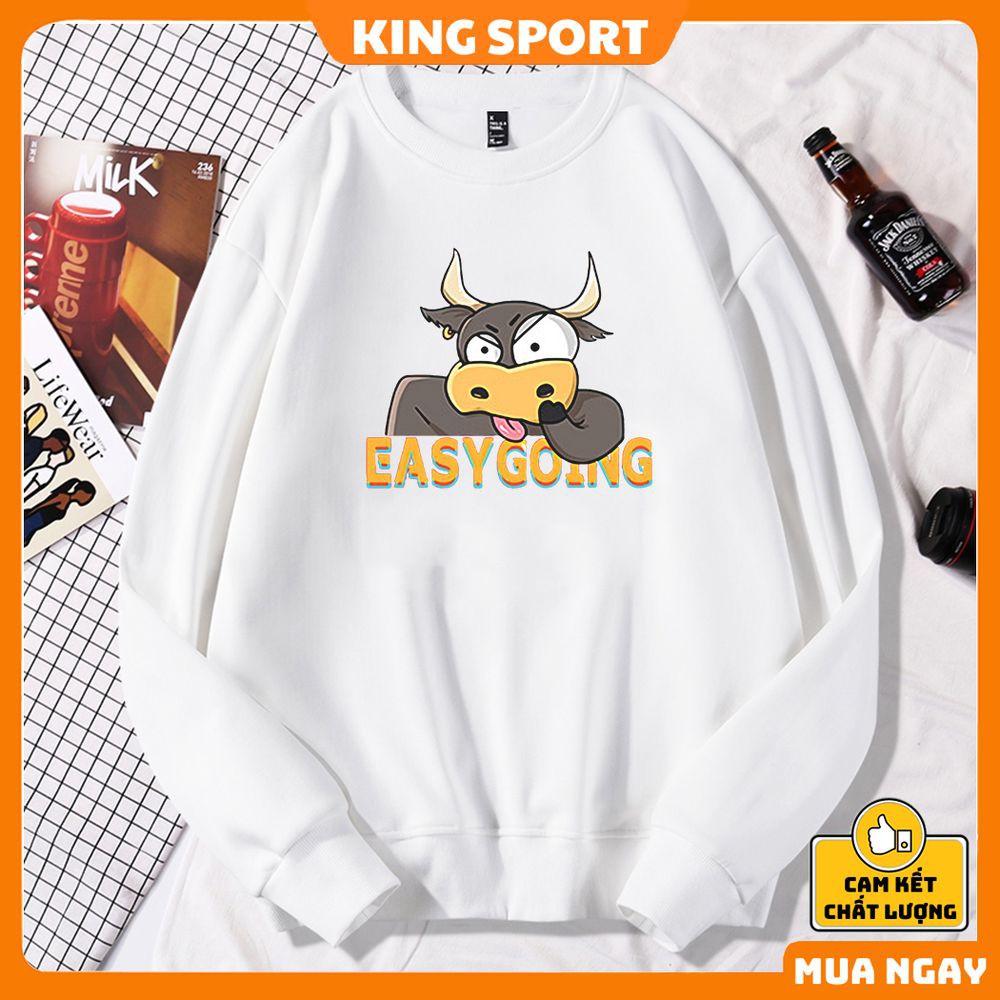 Áo sweater nỉ nam nữ form rộng KING SPORT áo nỉ dài tay nam nữ mùa đông ấm áp phong cách hàn quốc dài tay bo ống